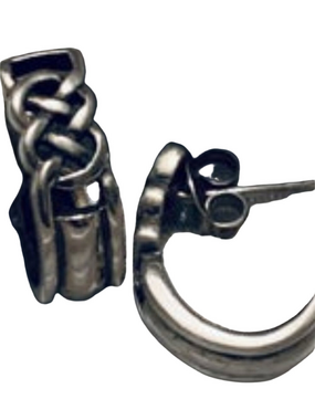 Vintage Sturdy & Stunning Celtic Braid Design Sterling Silver Hoop Earrings
